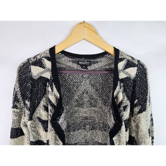 Lucky Brand Women's Cardigan Sweater Size XS Black Gray Open Front Knit Duster - Picture 2 of 9